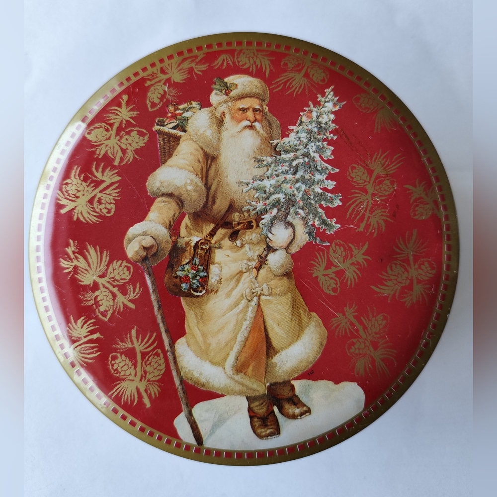 Vintage 90s Santa Claus Metal Tin